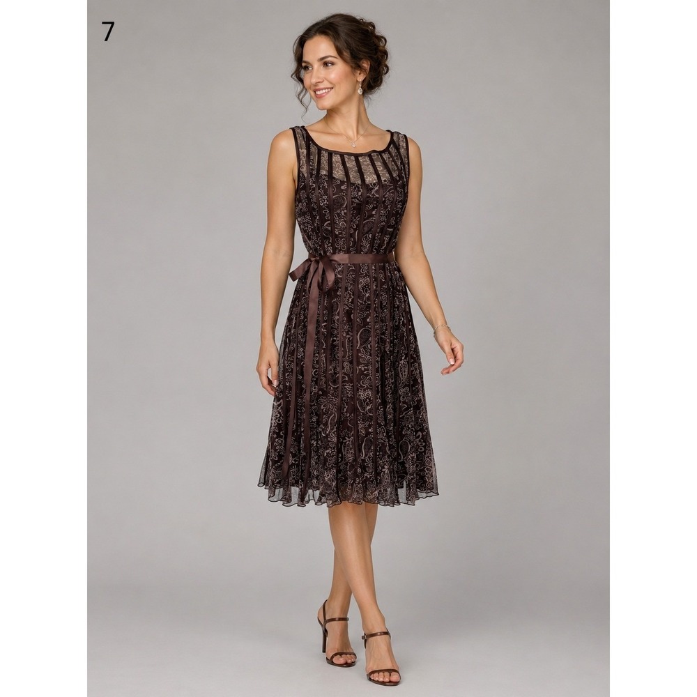 Y2K Sandra Darren Forest Fairy Dress Womens 12 Brown Paisley Ribbon Belt Lined